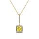 1 - Claire Lab Created Yellow Sapphire and Diamond Square Shape Halo Pendant 