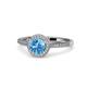 1 - Vida Signature Blue Topaz and Diamond Halo Engagement Ring 