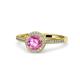 1 - Vida Signature Pink Sapphire and Diamond Halo Engagement Ring 