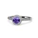 1 - Vida Signature Iolite and Diamond Halo Engagement Ring 