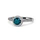 1 - Vida Signature London Blue Topaz and Diamond Halo Engagement Ring 