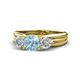 1 - Alyssa 6.40 mm Aquamarine and Diamond Three Stone Ring 