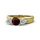 1 - Alyssa 6.40 mm Red Garnet and Diamond Three Stone Ring 