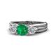 1 - Alyssa 6.00 mm Emerald and Diamond Three Stone Ring 