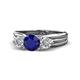 1 - Alyssa 6.00 mm Blue Sapphire and Diamond Three Stone Ring 