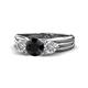 1 - Alyssa 6.00 mm Black and White Diamond Three Stone Ring 
