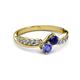 3 - Nicia Blue Sapphire and Tanzanite with Side Diamonds Bypass Ring 