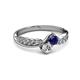 3 - Nicia Blue Sapphire and Diamond with Side Diamonds Bypass Ring 