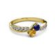 3 - Nicia Blue Sapphire and Citrine with Side Diamonds Bypass Ring 