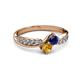 3 - Nicia Blue Sapphire and Citrine with Side Diamonds Bypass Ring 