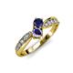 4 - Nicia Blue Sapphire and Iolite with Side Diamonds Bypass Ring 