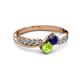 3 - Nicia Blue Sapphire and Peridot with Side Diamonds Bypass Ring 