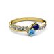 3 - Nicia Blue Sapphire and Blue Topaz with Side Diamonds Bypass Ring 