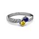 3 - Nicia Blue and Yellow Sapphire with Side Diamonds Bypass Ring 