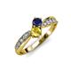 4 - Nicia Blue and Yellow Sapphire with Side Diamonds Bypass Ring 