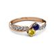 3 - Nicia Blue and Yellow Sapphire with Side Diamonds Bypass Ring 