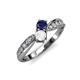 4 - Nicia Blue and White Sapphire with Side Diamonds Bypass Ring 