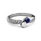 3 - Nicia Blue and White Sapphire with Side Diamonds Bypass Ring 