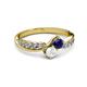 3 - Nicia Blue and White Sapphire with Side Diamonds Bypass Ring 
