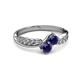 3 - Nicia Blue Sapphire with Side Diamonds Bypass Ring 