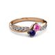 3 - Nicia Pink and Blue Sapphire with Side Diamonds Bypass Ring 