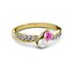 3 - Nicia Pink and White Sapphire with Side Diamonds Bypass Ring 