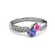 3 - Nicia Pink Sapphire and Tanzanite with Side Diamonds Bypass Ring 