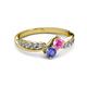 3 - Nicia Pink Sapphire and Tanzanite with Side Diamonds Bypass Ring 