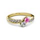 3 - Nicia Pink Sapphire and Diamond with Side Diamonds Bypass Ring 