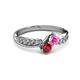 3 - Nicia Pink Sapphire and Ruby with Side Diamonds Bypass Ring 