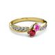 3 - Nicia Pink Sapphire and Ruby with Side Diamonds Bypass Ring 
