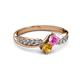3 - Nicia Pink Sapphire and Citrine with Side Diamonds Bypass Ring 