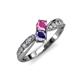 4 - Nicia Pink Sapphire and Iolite with Side Diamonds Bypass Ring 