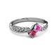 3 - Nicia Pink Sapphire and Rhodolite Garnet with Side Diamonds Bypass Ring 