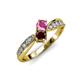 4 - Nicia Pink Sapphire and Red Garnet with Side Diamonds Bypass Ring 