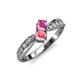 4 - Nicia Pink Sapphire and Pink Tourmaline with Side Diamonds Bypass Ring 