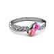 3 - Nicia Pink Sapphire and Pink Tourmaline with Side Diamonds Bypass Ring 