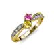 4 - Nicia Pink and Yellow Sapphire with Side Diamonds Bypass Ring 