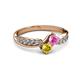 3 - Nicia Pink and Yellow Sapphire with Side Diamonds Bypass Ring 