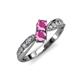 4 - Nicia Pink Sapphire with Side Diamonds Bypass Ring 