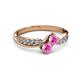 3 - Nicia Pink Sapphire with Side Diamonds Bypass Ring 