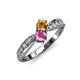 4 - Nicia Citrine and Pink Sapphire with Side Diamonds Bypass Ring 