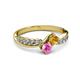 3 - Nicia Citrine and Pink Sapphire with Side Diamonds Bypass Ring 