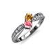 4 - Nicia Citrine and Pink Tourmaline with Side Diamonds Bypass Ring 