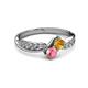 3 - Nicia Citrine and Pink Tourmaline with Side Diamonds Bypass Ring 