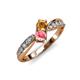 4 - Nicia Citrine and Pink Tourmaline with Side Diamonds Bypass Ring 