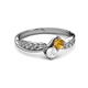 3 - Nicia Citrine and White Sapphire with Side Diamonds Bypass Ring 