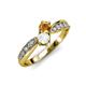 4 - Nicia Citrine and White Sapphire with Side Diamonds Bypass Ring 