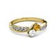 3 - Nicia Citrine and White Sapphire with Side Diamonds Bypass Ring 