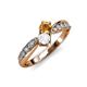 4 - Nicia Citrine and White Sapphire with Side Diamonds Bypass Ring 